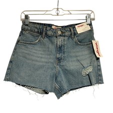 Wrangler Shorts Western 0 24 Blue High Rise Vintage 3" Distressed Denim Cutoff