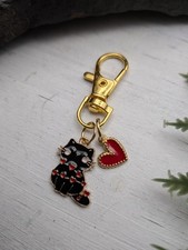 Black Cat Bag Charm / Keychain / Backpack Charm / Hearts