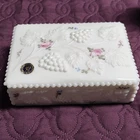 Westmoreland Milk Glass Decorative Box & Lid Hand Painted, Grape & Leaf Vintage