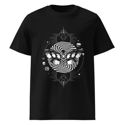 Surreal Moth Faces and Planets Unisex T-shirt Gildan Vintage