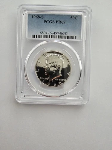 SILVER 1968 S PR69 S MINT KENNEDY HALF DOLLAR GRADED PCGS 40% AG COIN