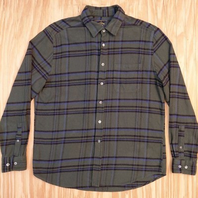 Portuguese Flannel Green Box Shirt Men s Size XL Green Blue Plaid Cotton Brushed