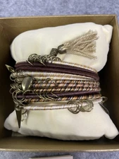 Lenox Earthtones Tassel Bangle Bracelets Stack New In Box Boho Festival Tribal