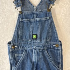 John Deere Boys Blue Denim Bib Overalls Youth Size 7 Regular Carpenter Style