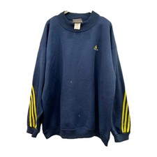 Adidas Vintage Crewneck Sweatshirt Men s M Blue Yellow Stripes Made USA 115