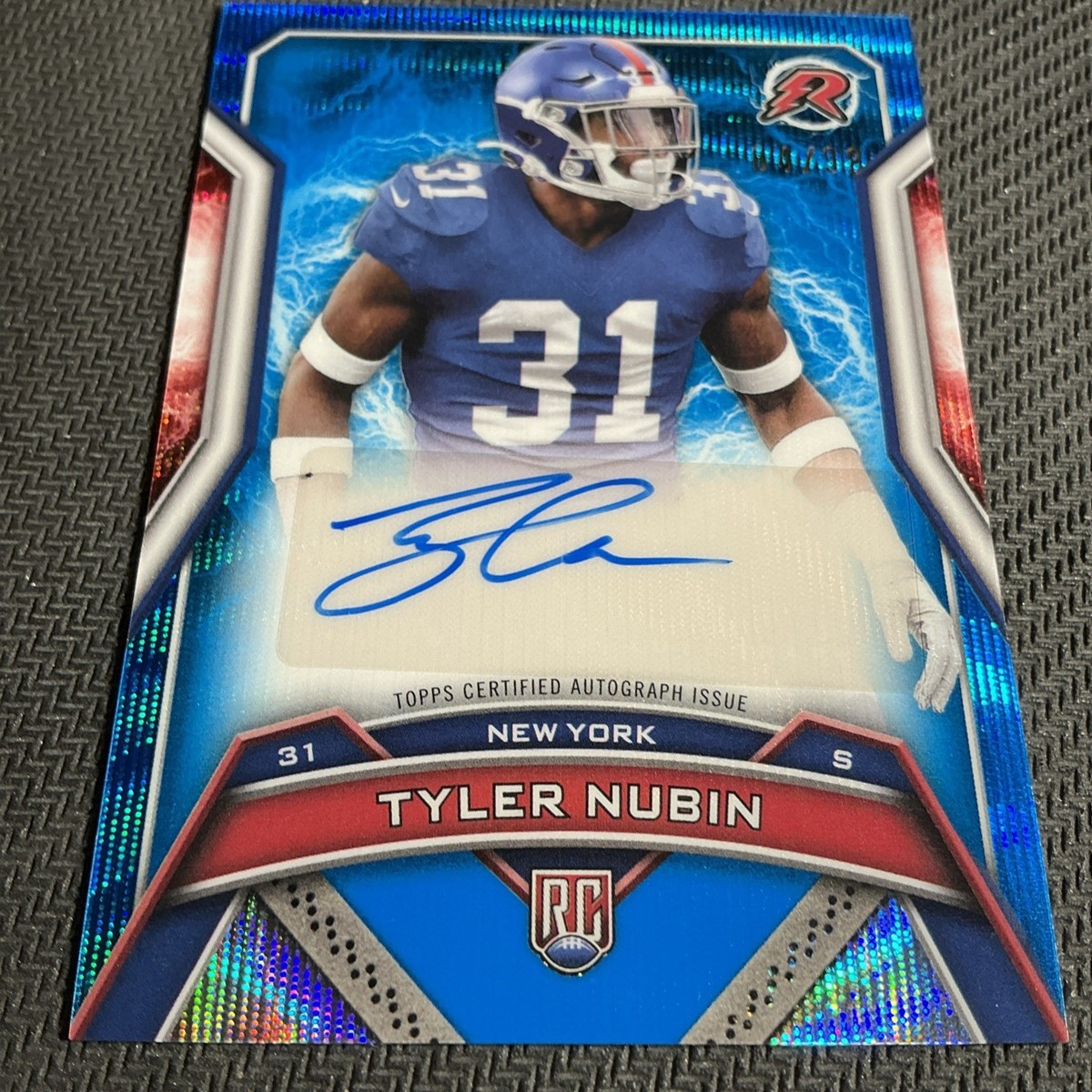 2025 Topps Resurgence Football Tyler Nubin Blue RC Auto /99 #RRS