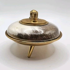 RARE Vintage Ronson Decor UFO Atomic Flying Saucer Brass Table Lighter READ