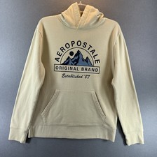 Aeropostale Men s Medium Hoodie Cream Graphic Mountain Established 1987