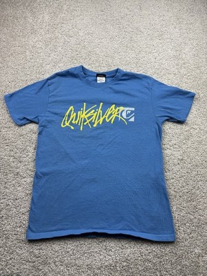 VTG y2k 90s Quicksilver Surfer Tee Center Hit Small Shoulder Logo Print Skater