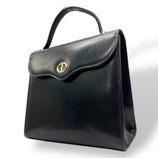 Autentica borsa Christian Dior vintage con manico superiore in pelle nera log...