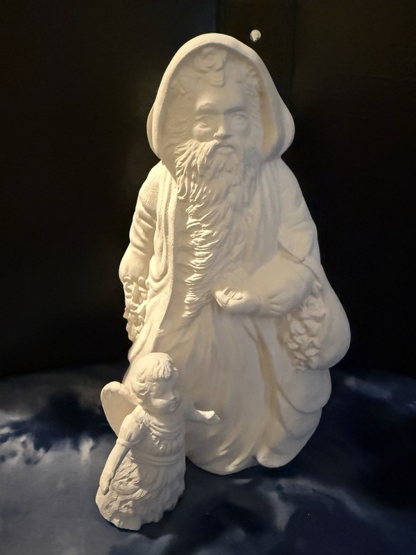 Ready-to-Paint Ceramic Fantasy Santa Figure and Cherub Accessory Set