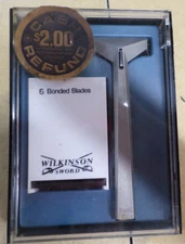 Vintage Wilkinson Sword Bonded Shaving Razor 5 Blades And Case. England (UK).