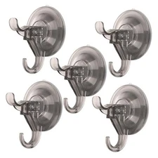  Suction Hooks Pack Clear Hanger, Removable Small Suction 5 Transparent Gray