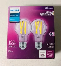 Philips Dimmable LED Daylight White Light 100w Replacement 11.5w - 2 Pack