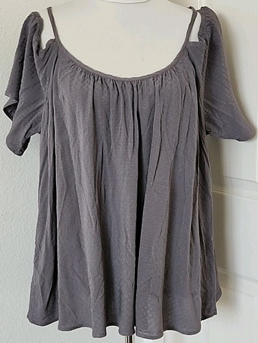 Torrid 2 Top Women's Sz 2X Cold Shoulder Gray Adjustable Straps Blouse Top - Picture 2 of 11