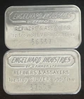 Pair of Vintage Engelhard Industries 1 T-oz 999 Fine Silver Bars.. 2 Troy Ounces