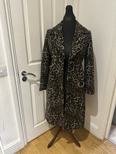 Sosandar Leopard Print Coat UK 8 Animal Print Belted Smart Casual