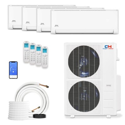 Cooper & Hunter 4 Zone Mini Split AC Heat Pump 36000 BTU 9K+12K+12K+12K Linesets