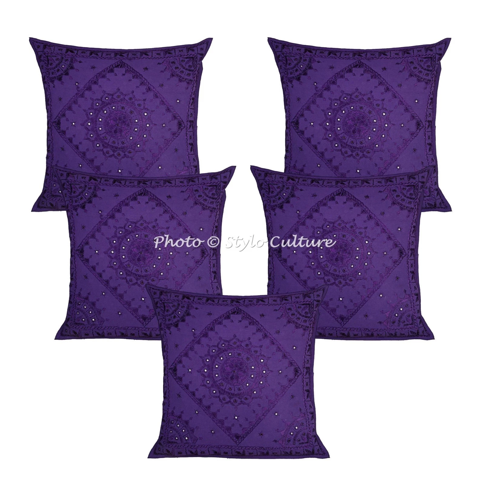 Cotton Embroidered Throw Pillow Covers Boho Mirrored Home Decor Cushion Cover