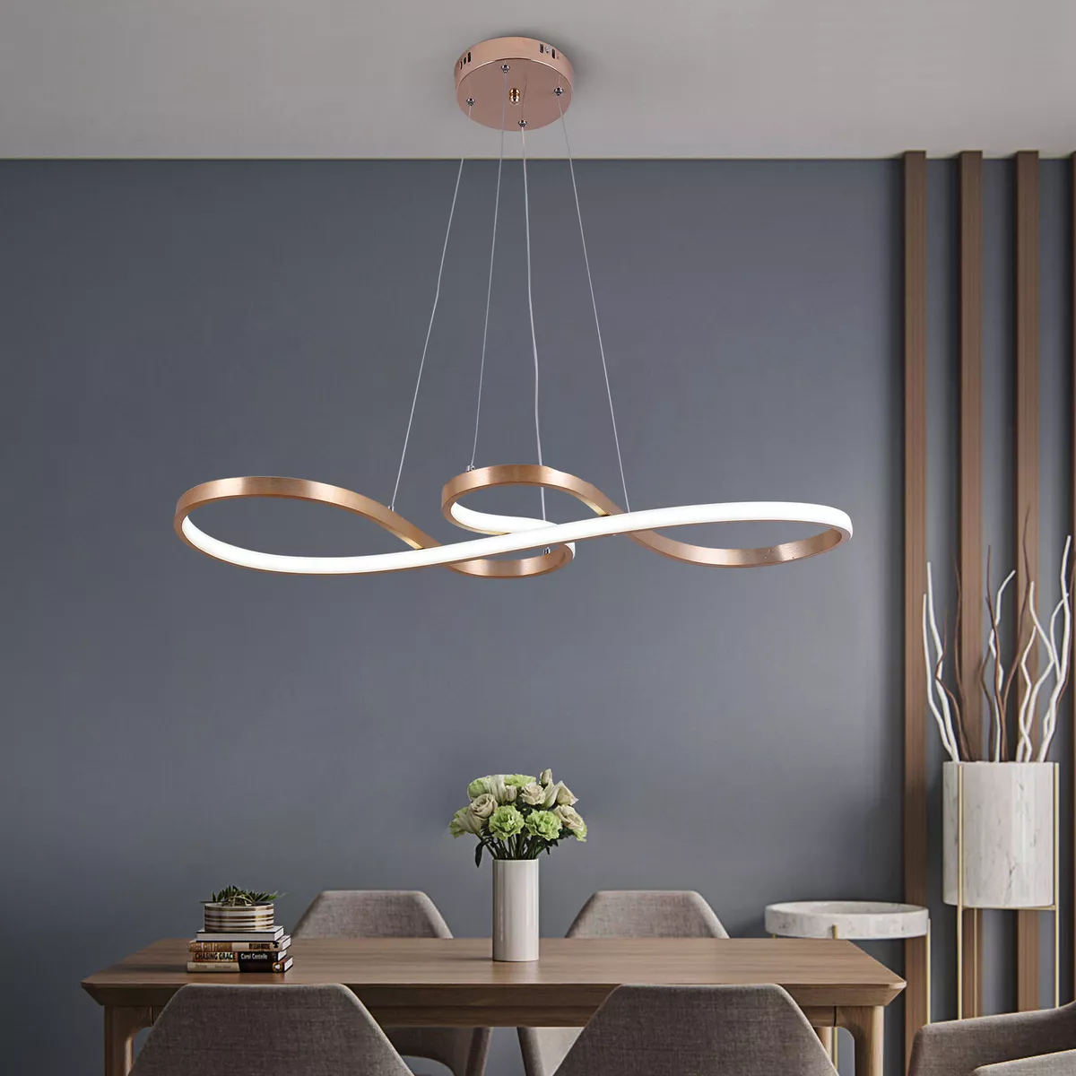 Modern LED Chandelier Lamp Ceiling Light Height Adjustable Dining Room
