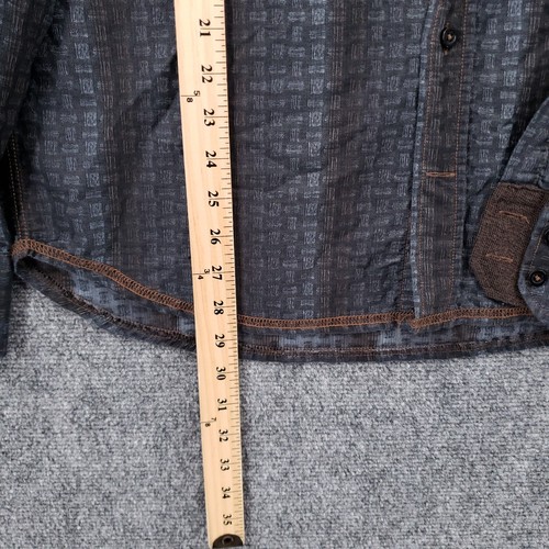 Georg Roth Shirt Men L Large Button-Up Black Geometric Long Sleeve Office Casual - Picture 10 of 12