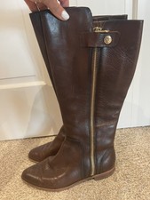 Isola Melino Knee High Fashion Leather Boots In Whiskey Cannato Size 8