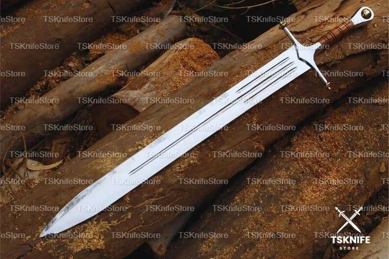 Espada Full Tang King Arthur de acero inoxidable hecha a mano personalizada con funda de cuero Foto 3 de 3