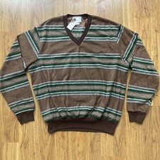 NOS Kings Road Sears Shirt Mens L Disco Hipster Skate Velour Vtg 60s 70s Striped