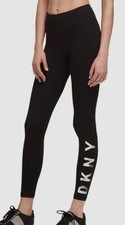 Dkny Sport Women's Black High-Rise Logo Full Length Leggings Pants Size XS