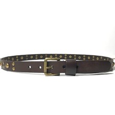 Women's Belt XL Brown Studded Leather Casual Punk Jeans Dress Gold Buckle Plus