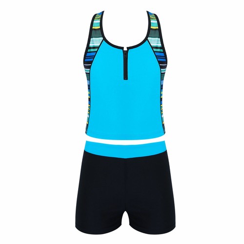Girls Bathing Suit Tankini Sets Shorts Bikini Top+Bottom Scoop Neckline Tank To - Picture 15 of 124