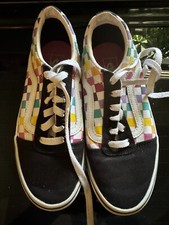 Vans Missy Rainbow Checkerboard Lace Up Kids Girls Youth Shoes Size 3