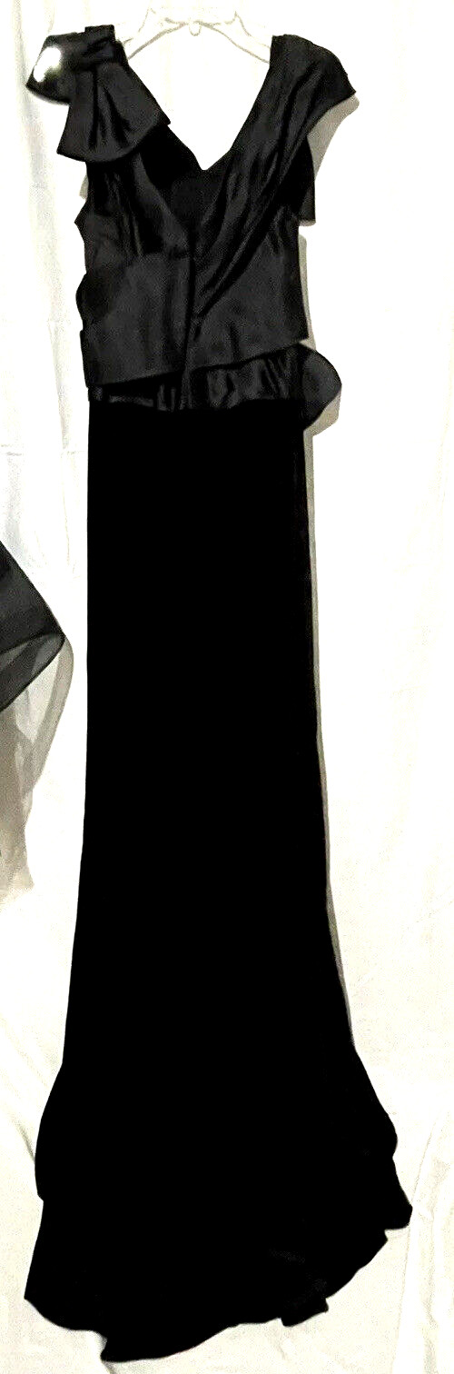 New NWT MARCHESA Couture Runway Bow Embellished Black Long Evening Gown Dress 8 image 5