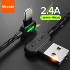 Mcdodo 90 Degree Nylon Sync Data Fast Charging Cord For iPhone Type C Micro USB
