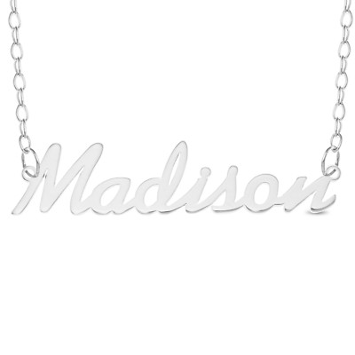 Madison Namensschild Halskette Anhänger Sterlingsilber weiblich personalisiert individuell