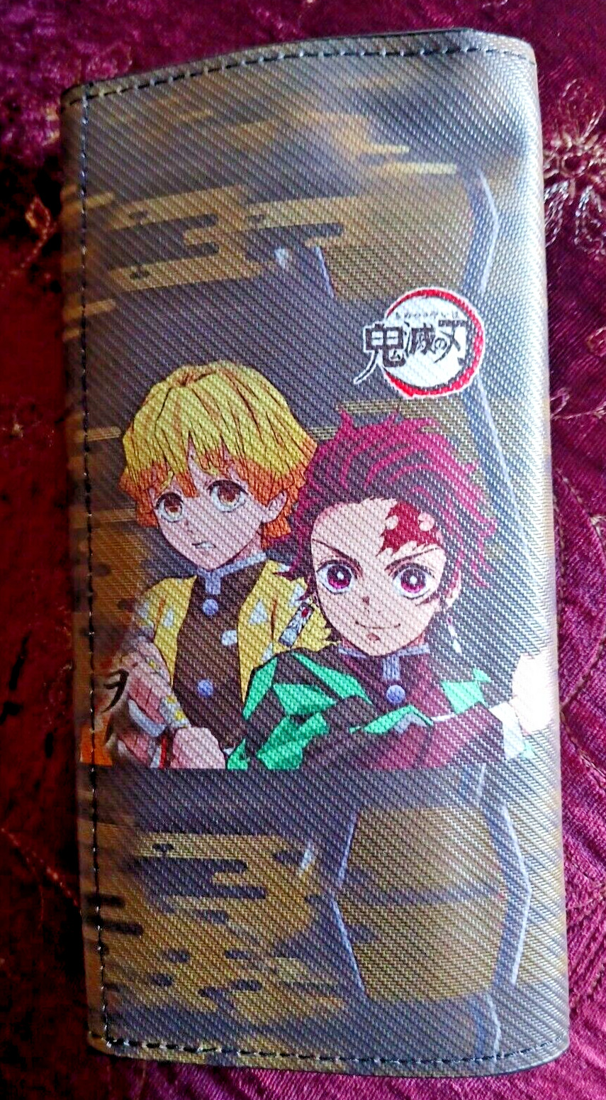 Lindo Demon Slaye Kimentsu Bolso para Tarjetas Cartera Monedero Largo Bolso de Mano Cartera Plegable Nuevo