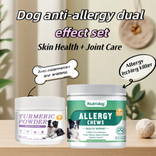 Dog Anti-allergy Chewable Tablets 120 Tablets and Turmeric Nutrition Powder 90g
