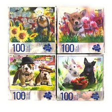 Lot 4 100 Piece Jigsaw Puzzle Kids Toy Corgi Corgy Dogs Puppy Animals Easter