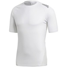 NEW MEN'S ADIDAS ALPHASKIN SPORT T-SHIRT COMPRESSION JERSEY WHITE SZ L CD7172