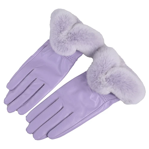 Women's Winter Genuine Leather Gloves Rex Rabbit Fur Warm Trim Cuff Velvet Lined - Picture 85 of 88