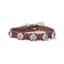 NWTag Brighton DAISY BANDIT Silver & Brown Braided Leather Bracelet  $52