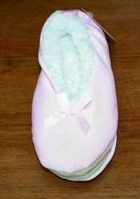 The Original Skidders Women's Satin Plush Lined Slippers Gripper Bottom Pink S M