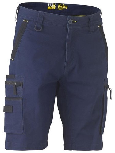 BISLEY FLEX & MOVE™ Workwear Stretch Utility Zip Cargo Short BSHC1330 Navy - Picture 7 of 7