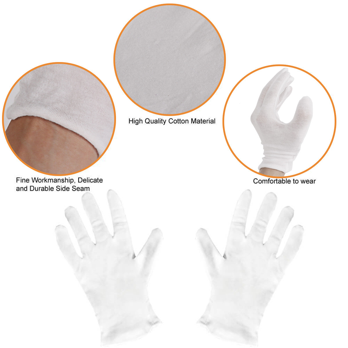 12 Pairs White Cotton Working Safety Gloves for Eczema, Dry Skin,  Moisturizing