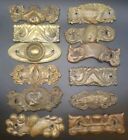 12 Early Stamped Escutcheon Plates Copper/Brass Bail Drawer 4-5" x2-2-1/2" L177