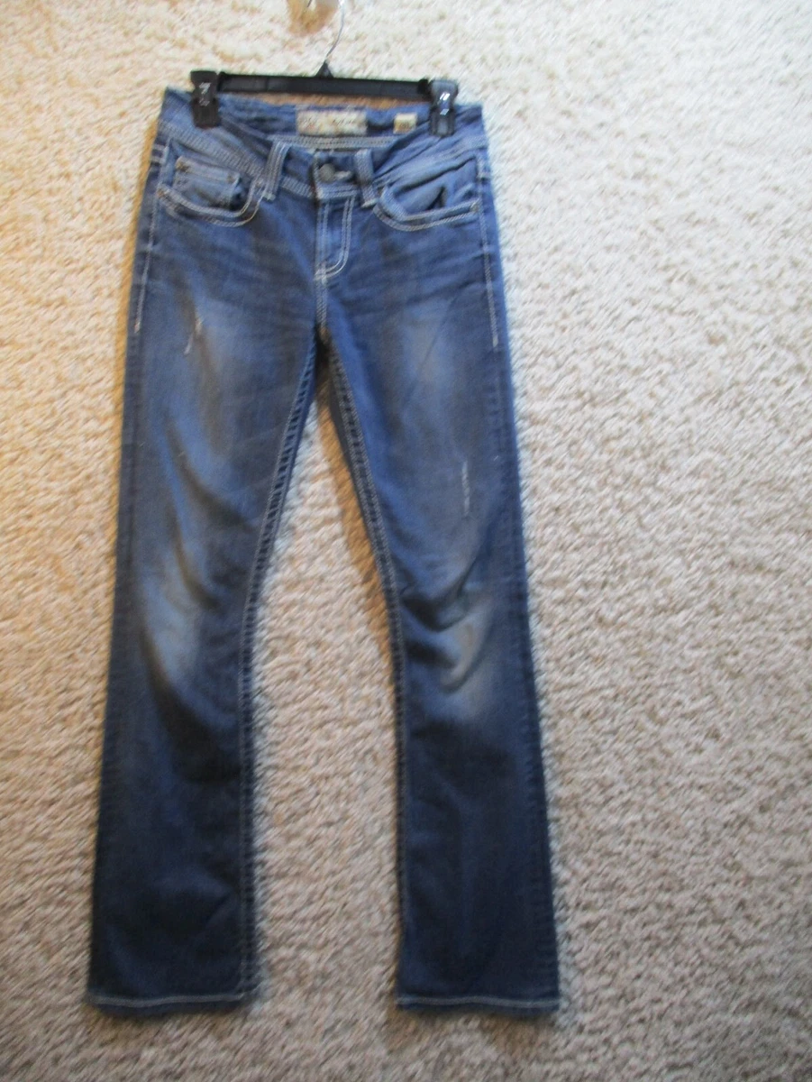 BKE Womens Jeans 28L Tall Blue Culture Bootcut Distressed 28x30