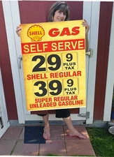 Shell  Gas for 29 cents banner vintage style Man Cave, Game Room, Garage Wall