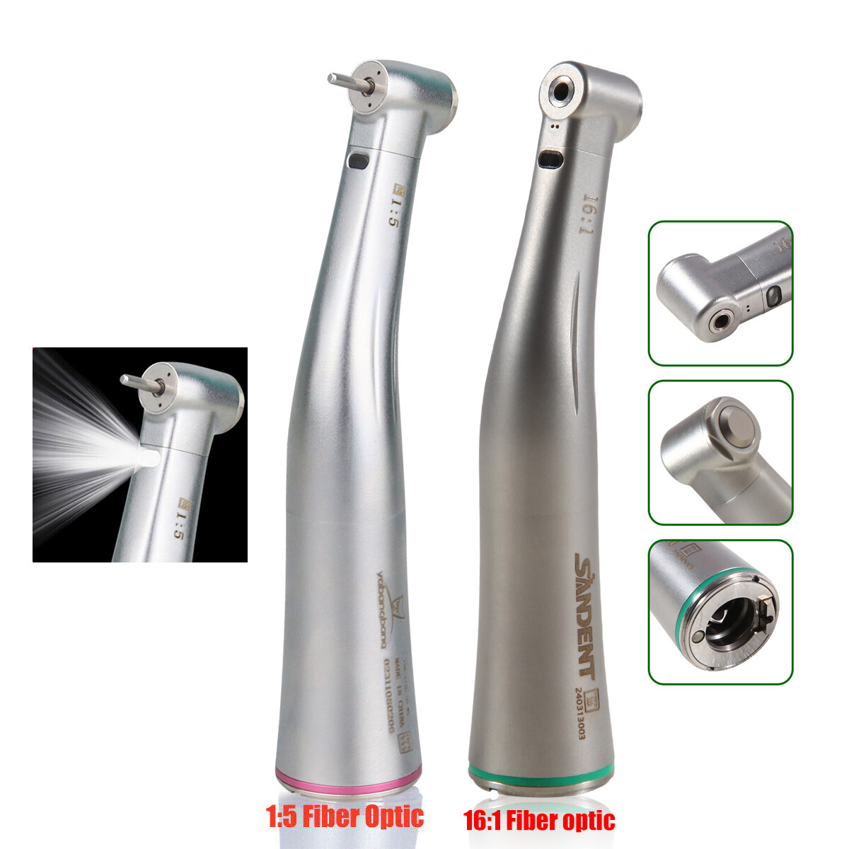 Dental 16:1 / 1:5 LED Fiber Optic Contra Angle Internal Spray