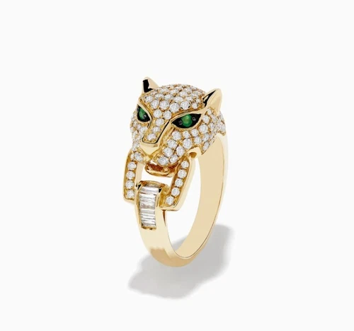 Panther Ring, Gold Men's Ring, Bold Tiger Design, gift for him mothers day gift