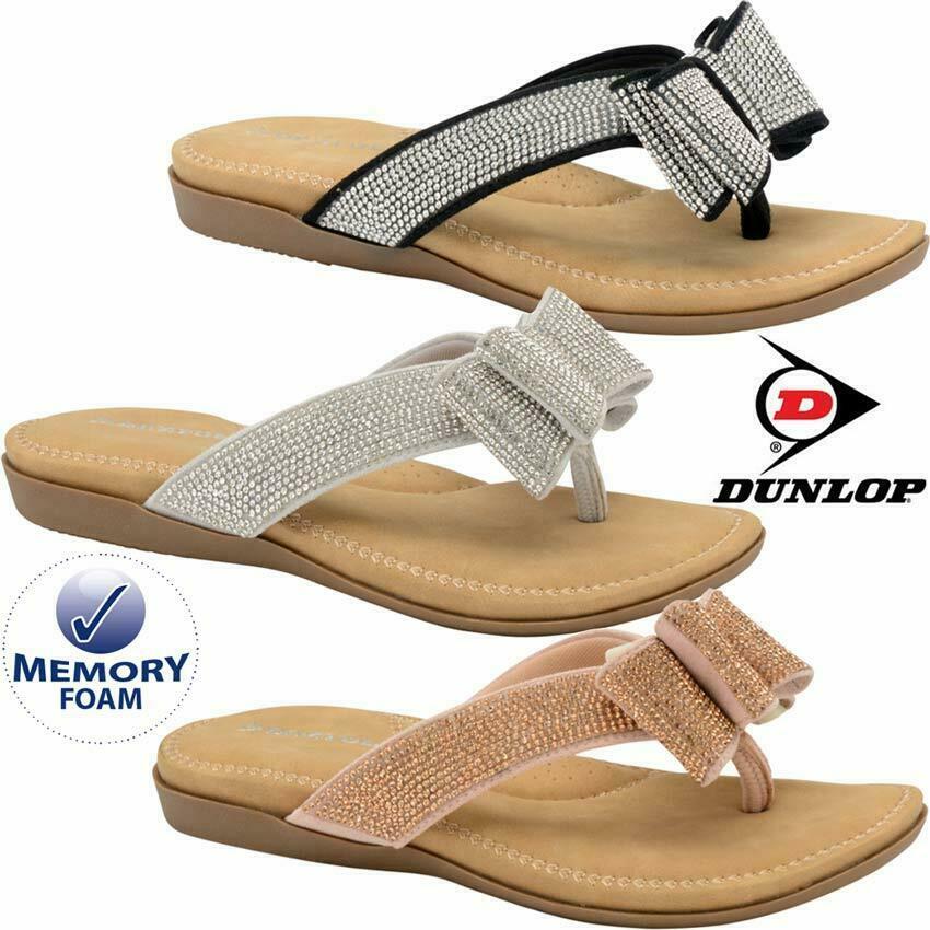 Ladies Memory Foam Low Wedge Walking Toe Post Summer Strappy Flip Flop  Sandals | eBay